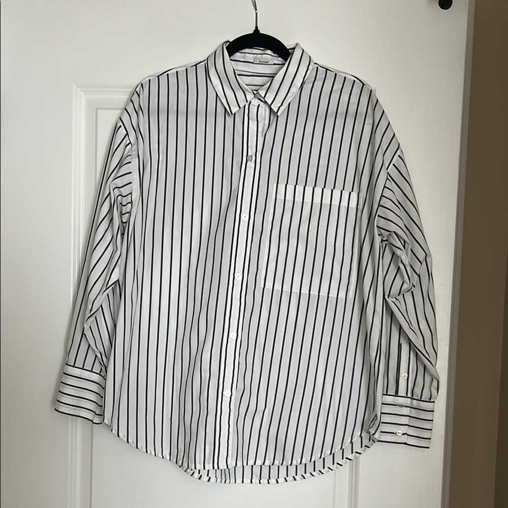 Oversized Navy and White Button Up